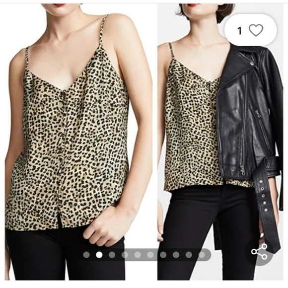 Cupcakes and Cashmere Spaghetti Strap Leopard Print Button Up Top - Picture 4 of 16